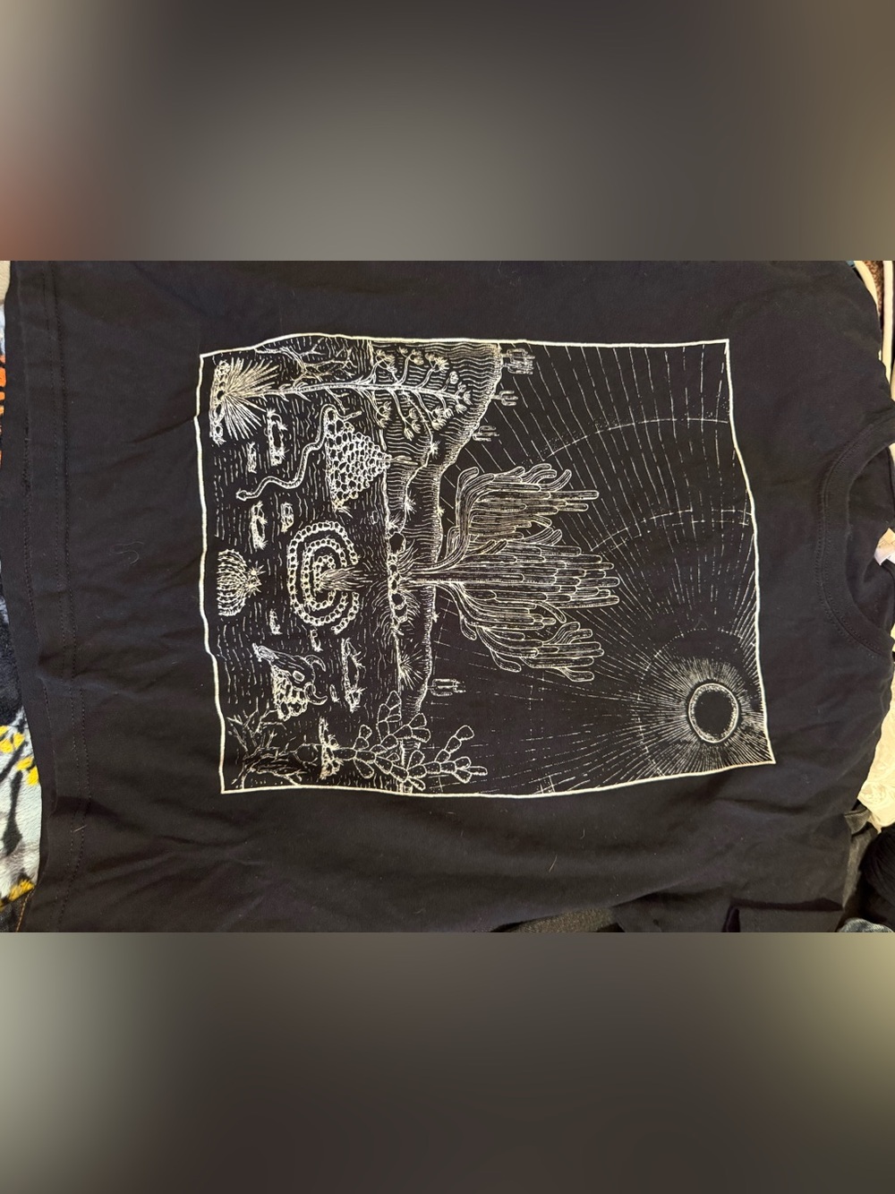Black Short Sleeve Tee with White Desert Line Art